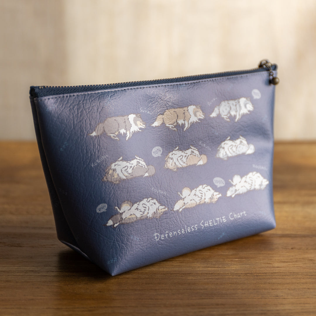 無防備シェルティチャート 三角ポーチ 裏 Grayish Navy (グレイッシュネイビー)