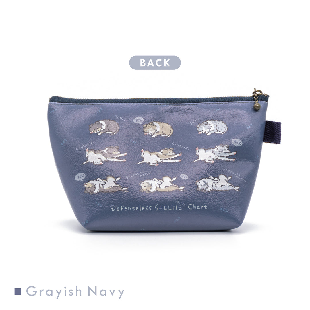 無防備シェルティパピーチャート 三角ポーチ 裏 Grayish Navy (グレイッシュネイビー)
