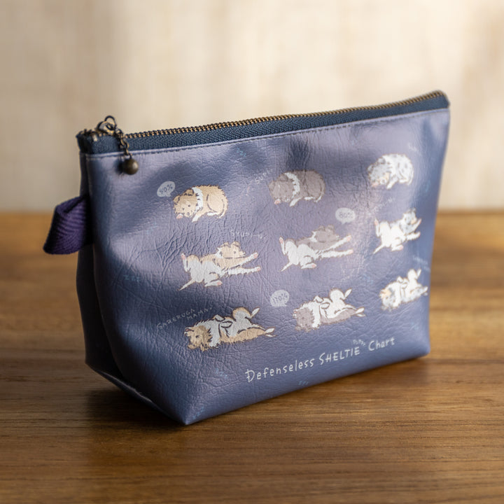 無防備シェルティパピーチャート 三角ポーチ 表 Grayish Navy (グレイッシュネイビー)