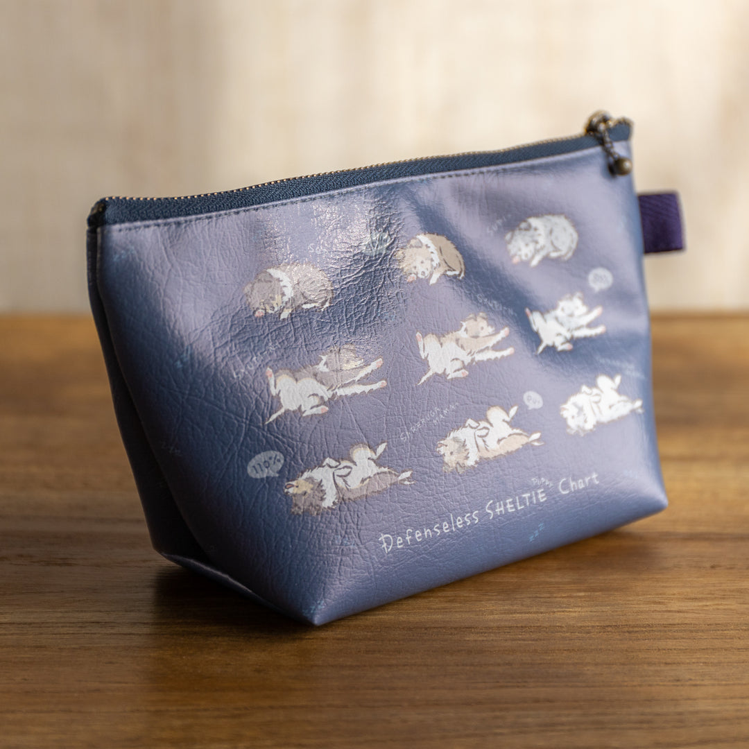 無防備シェルティパピーチャート 三角ポーチ 裏 Grayish Navy (グレイッシュネイビー)