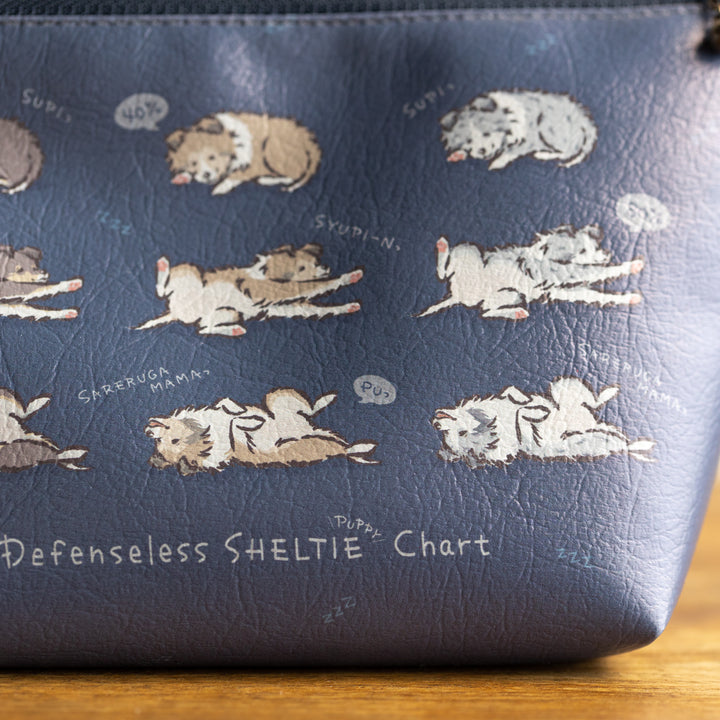 無防備シェルティパピーチャート 三角ポーチ Grayish Navy (グレイッシュネイビー)
