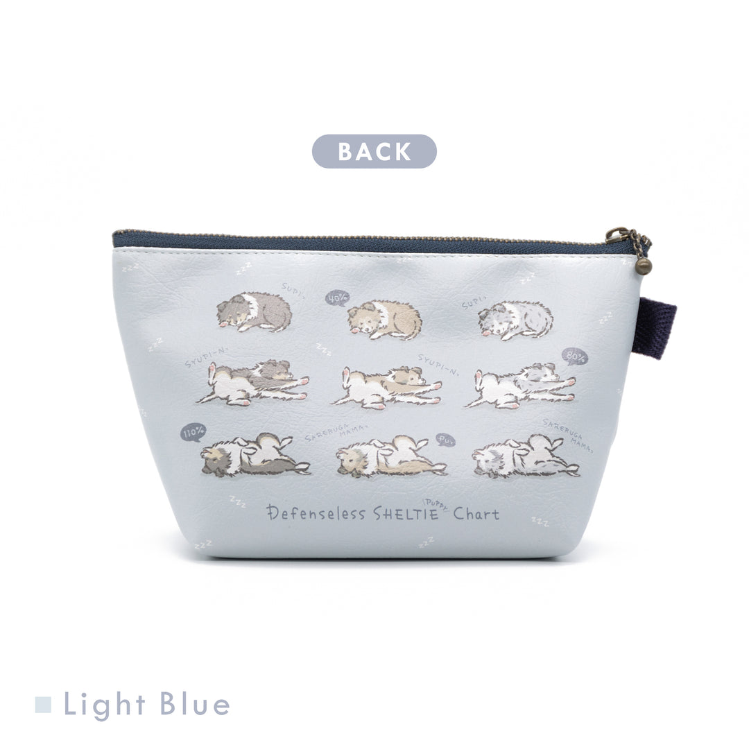無防備シェルティパピーチャート 三角ポーチ 裏 Light Blue (ライトブルー)
