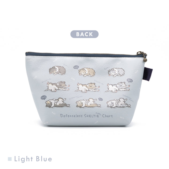 無防備シェルティパピーチャート 三角ポーチ 裏 Light Blue (ライトブルー)