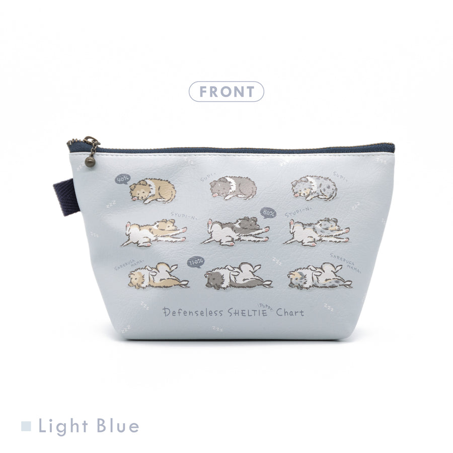無防備シェルティパピーチャート 三角ポーチ 表 Light Blue (ライトブルー)