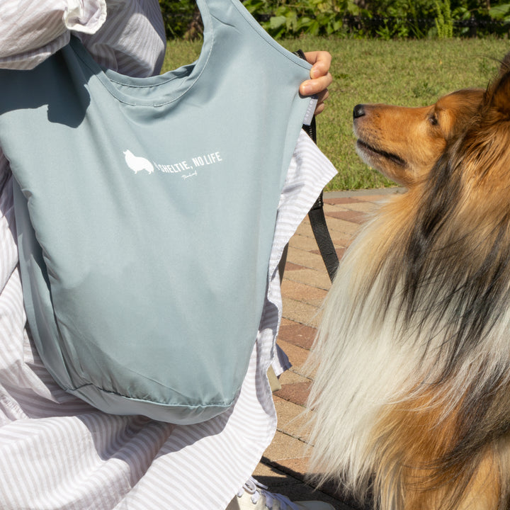 NO SHELTIE, NO LIFE 垂れ耳シェルティ マルシェバッグ Mint Blue (ミントブルー)