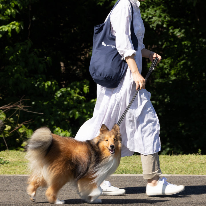 NO SHELTIE, NO LIFE 垂れ耳シェルティ マルシェバッグ Navy (ネイビー)
