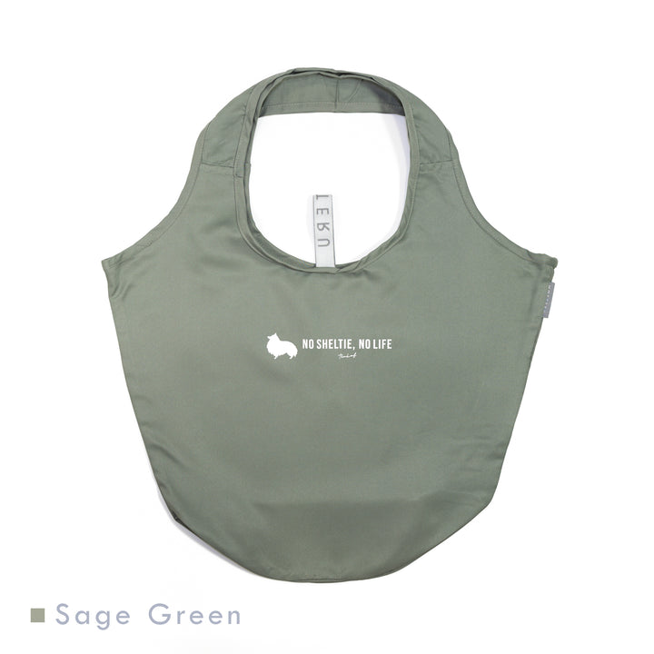 NO SHELTIE, NO LIFE 立ち耳シェルティ マルシェバッグ Sage Green (セージグリーン)