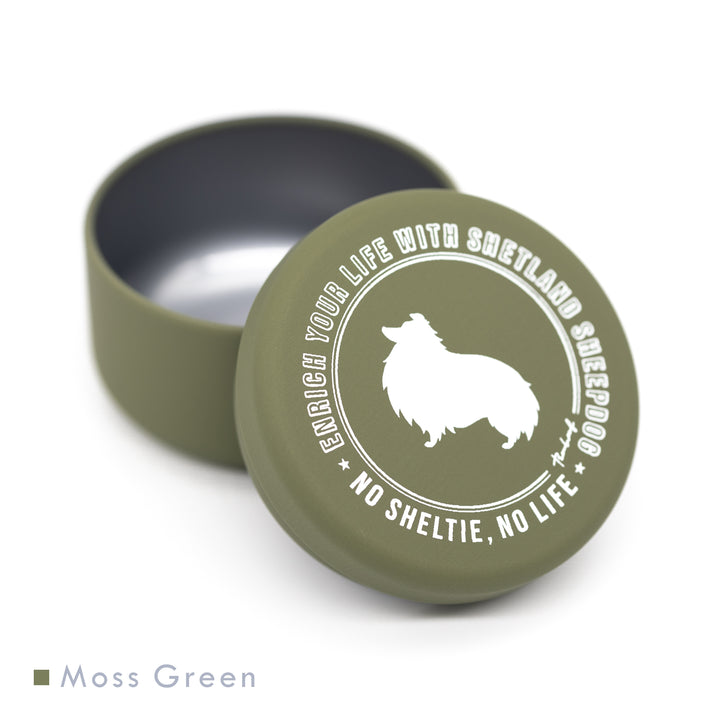NO SHELTIE, NO LIFE 垂れ耳シェルティ プチ缶 Moss Green (モスグリーン)