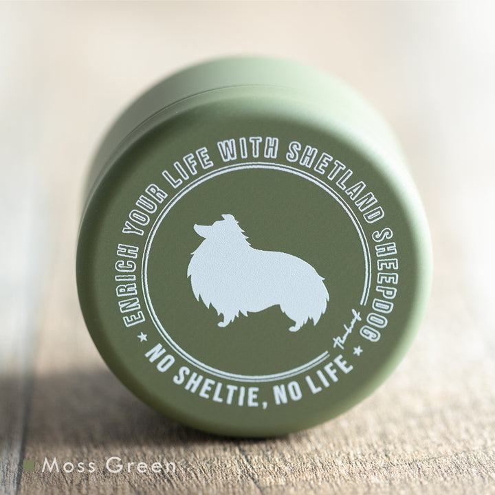 NO SHELTIE, NO LIFE 垂れ耳シェルティ プチ缶 Moss Green (モスグリーン)