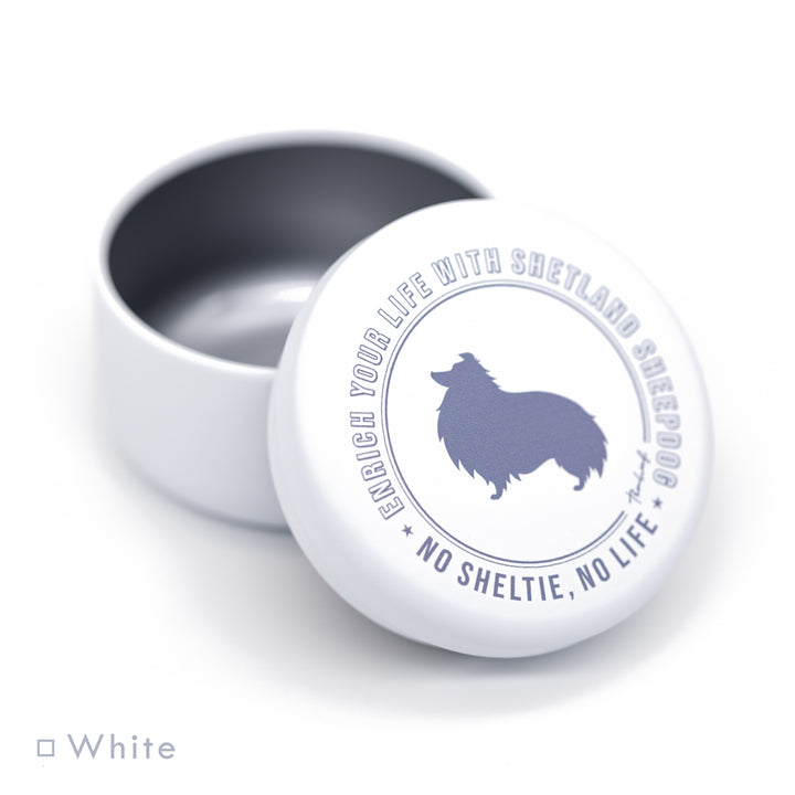 NO SHELTIE, NO LIFE 垂れ耳シェルティ プチ缶 White (ホワイト)