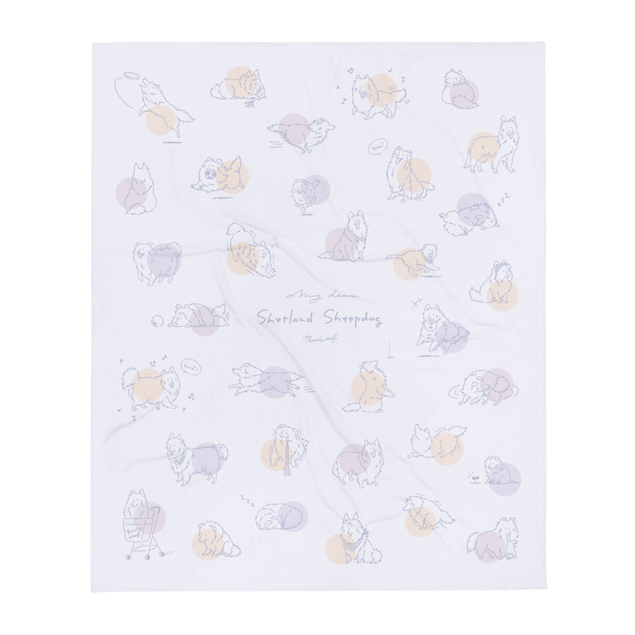 わらわらシェルティコレクション ふわふわBIGブランケット Pale Blue Gray (ペールブルーグレー)