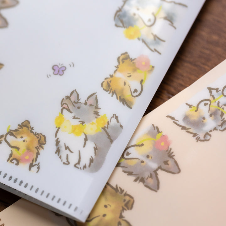 ひょっこりシェルティとお花 | チケットホルダー