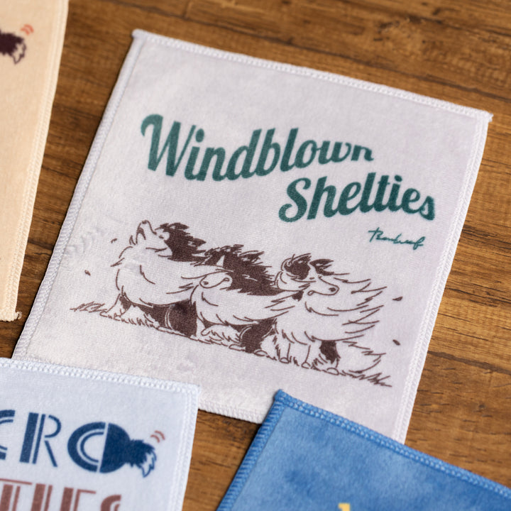 Windblown Shelties | マイクロファイバータオルハンカチ