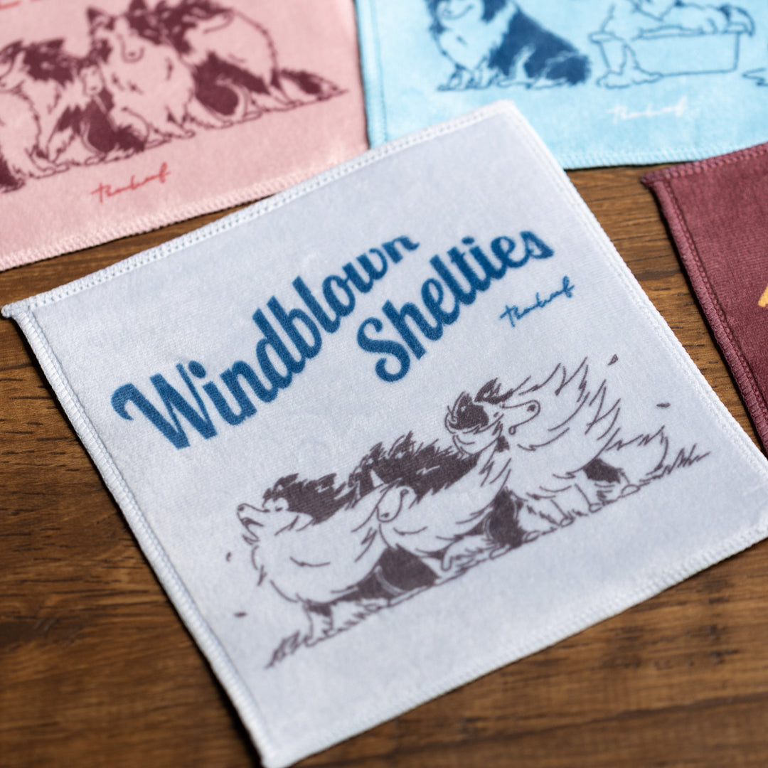 Windblown Shelties | マイクロファイバータオルハンカチ