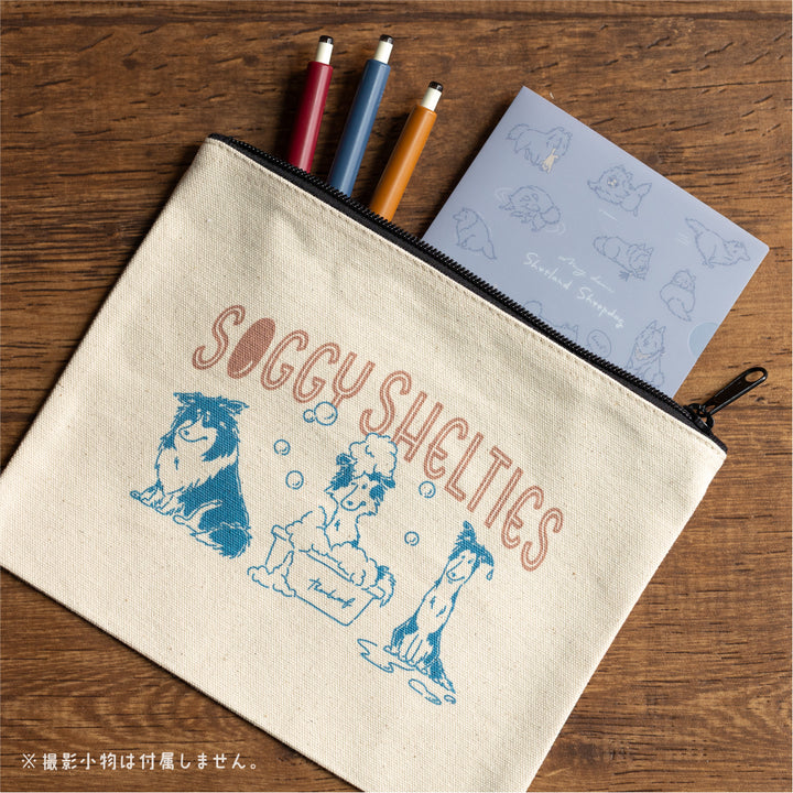 Soggy Shelties | キャンバスフラットポーチ